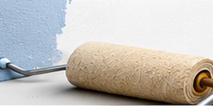 Illustrated paint roller, paint tin and decorating tools