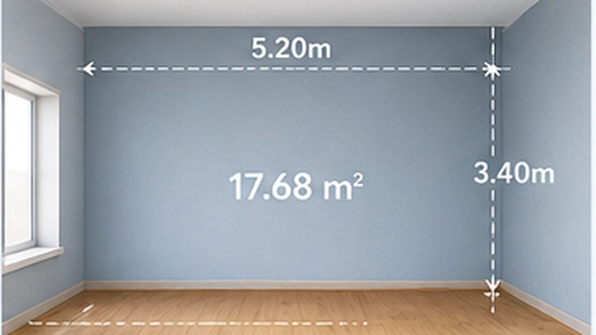 Illustration of a rectangular floor showing length and width for a square metre calculation